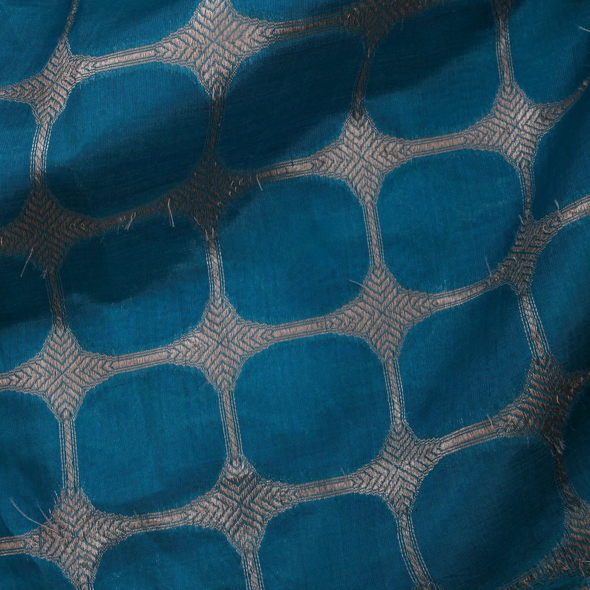 Blue Checks Weave Banarasi Silk