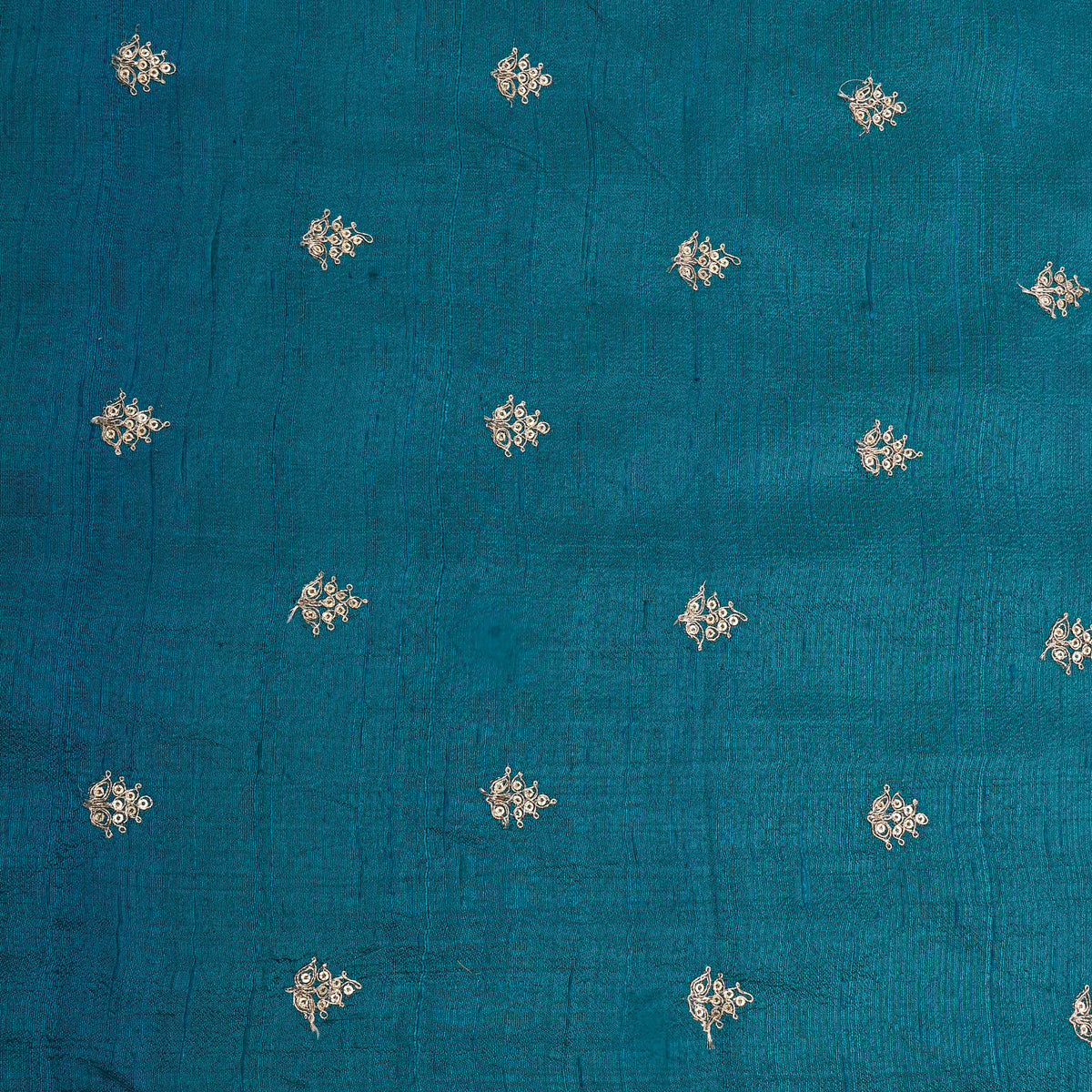 Blue Zari Butti Embroidered Raw Silk