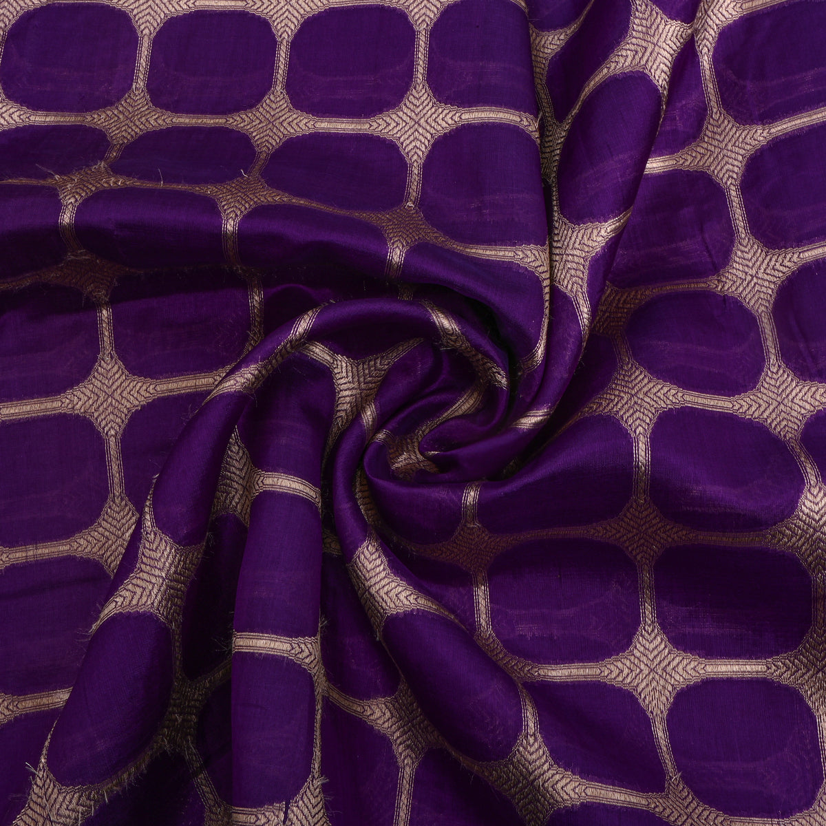 Purple Gold Zari Self Weave Banarasi Silk Fabric