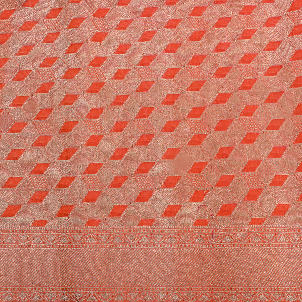 Orange Zari Weave Banarasi Silk