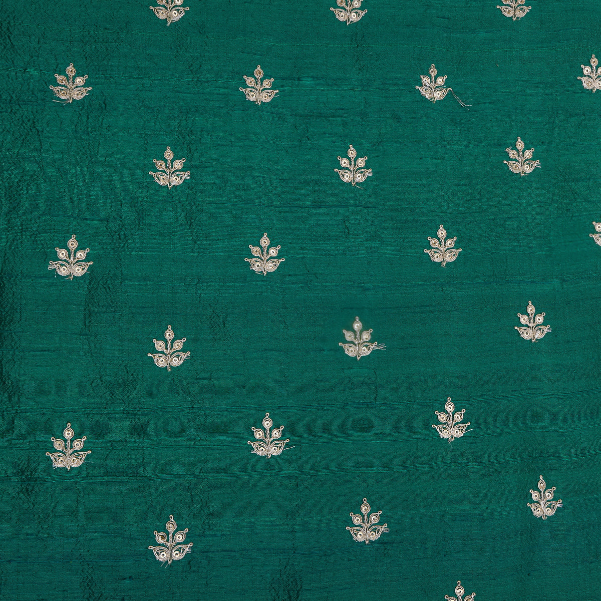 Green Zari Butti Embroidered Raw Silk