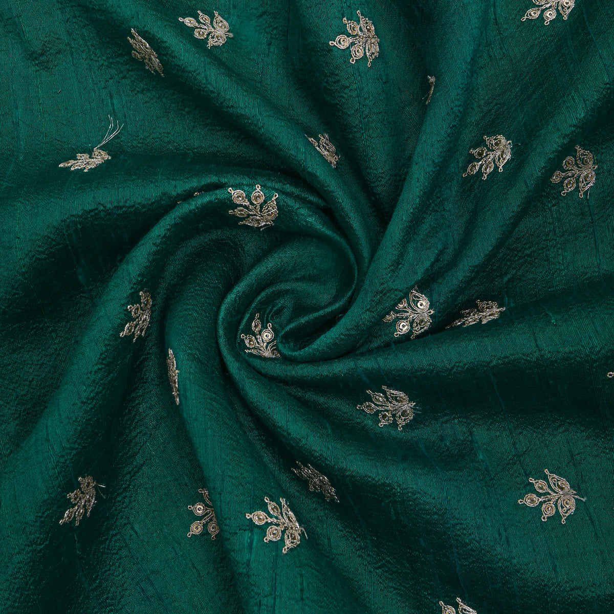 Green Zari Butti Embroidered Raw Silk