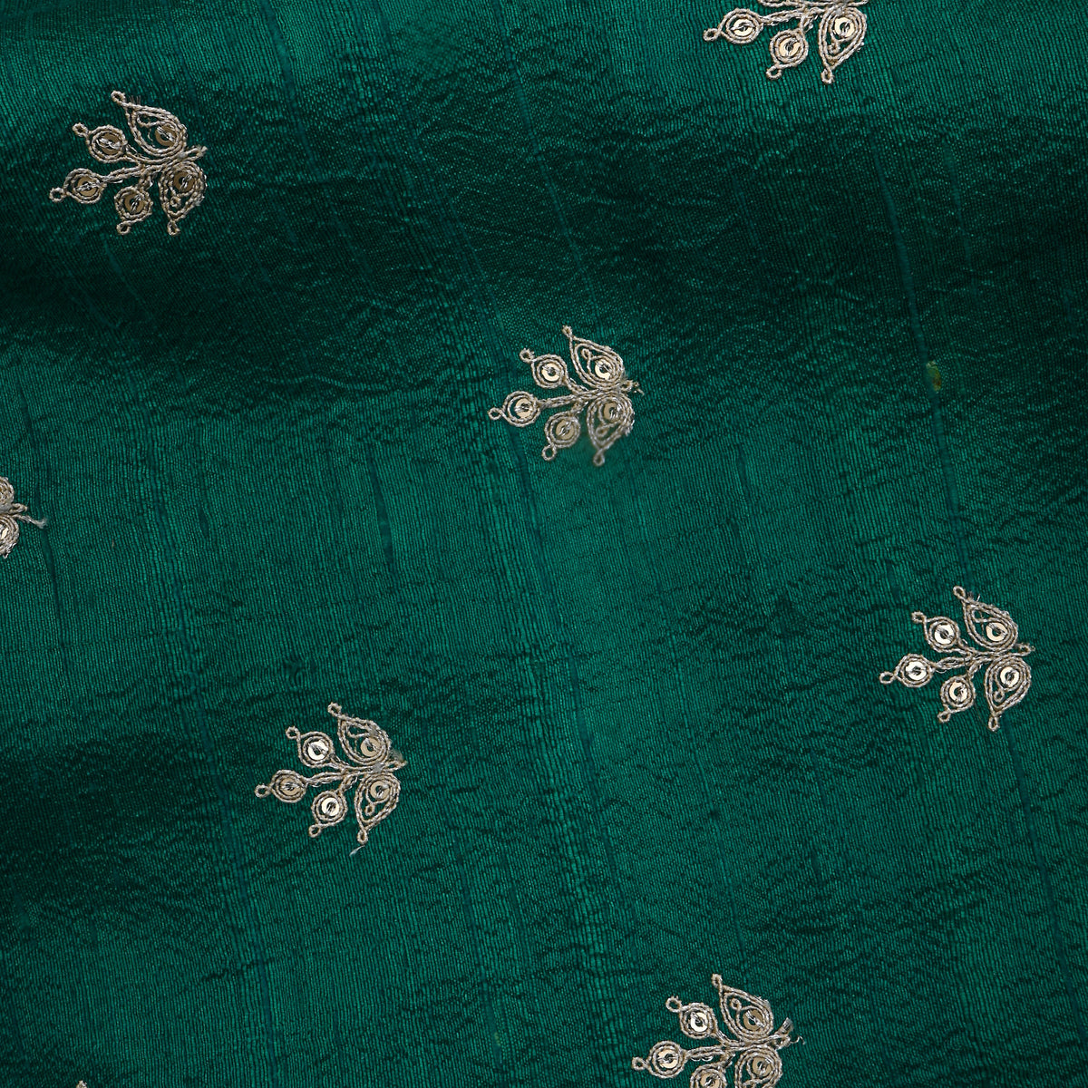 Green Zari Butti Embroidered Raw Silk