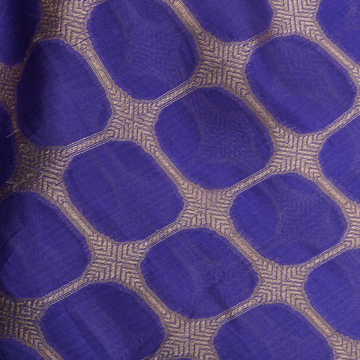 Purple Checks Weave Banarasi Silk