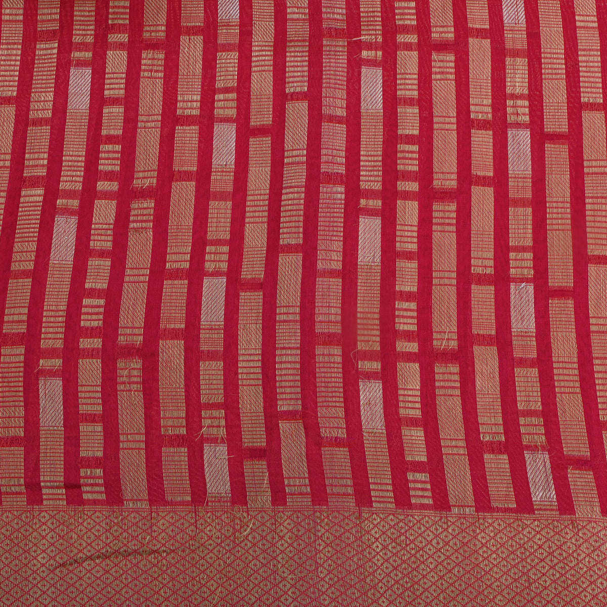 Red Stripe Weave Banarasi Silk