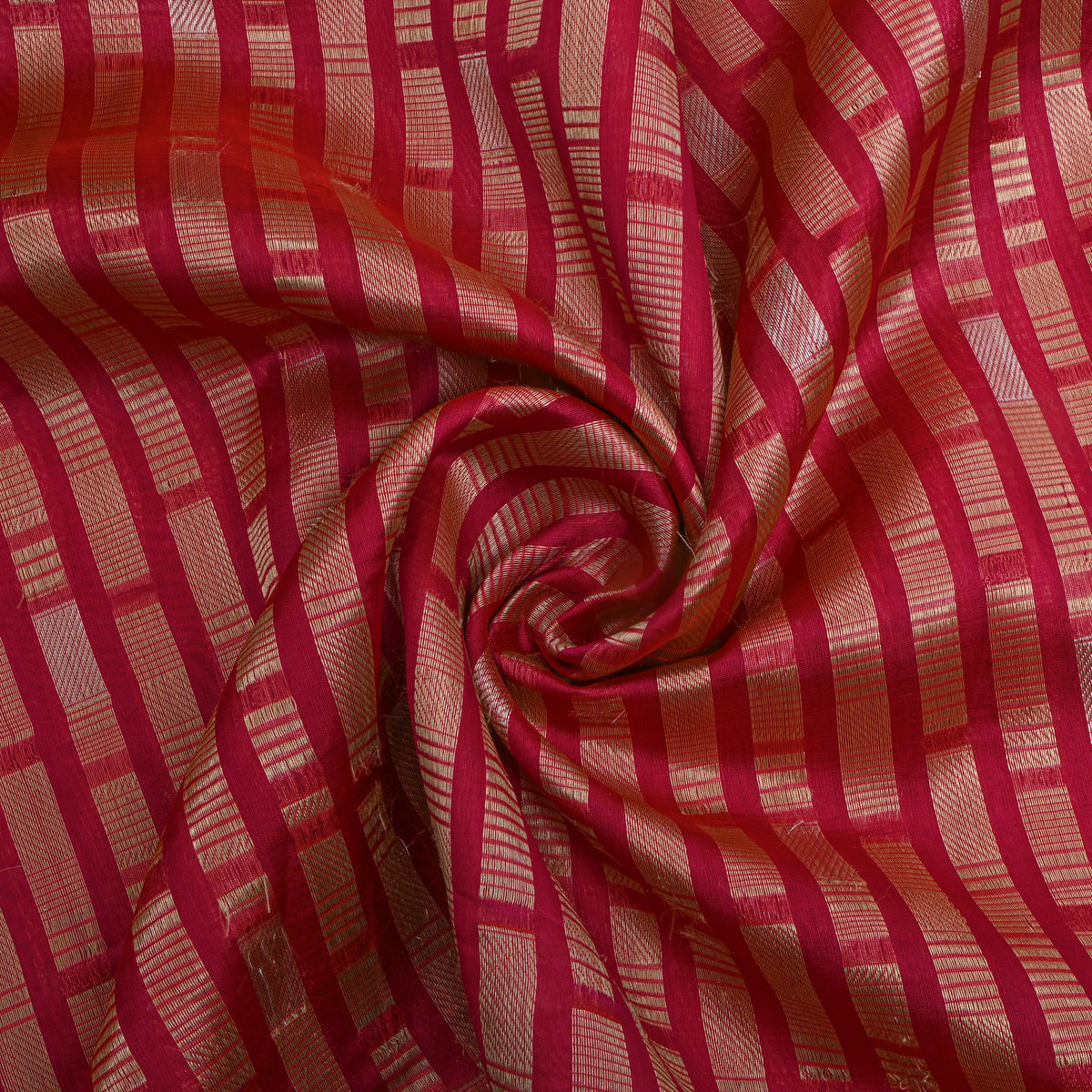 Red Stripe Weave Banarasi Silk