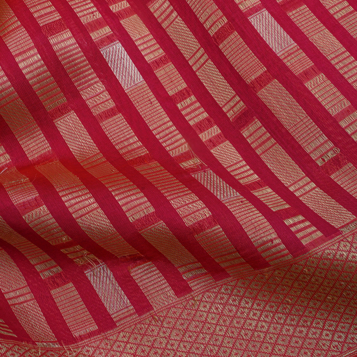 Red Stripe Weave Banarasi Silk