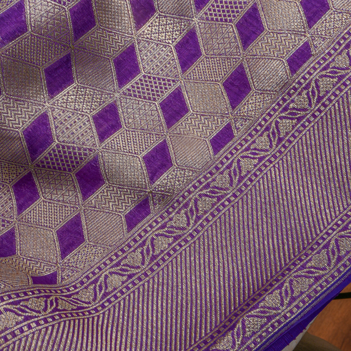 Purple Zari Weave Banarasi Silk