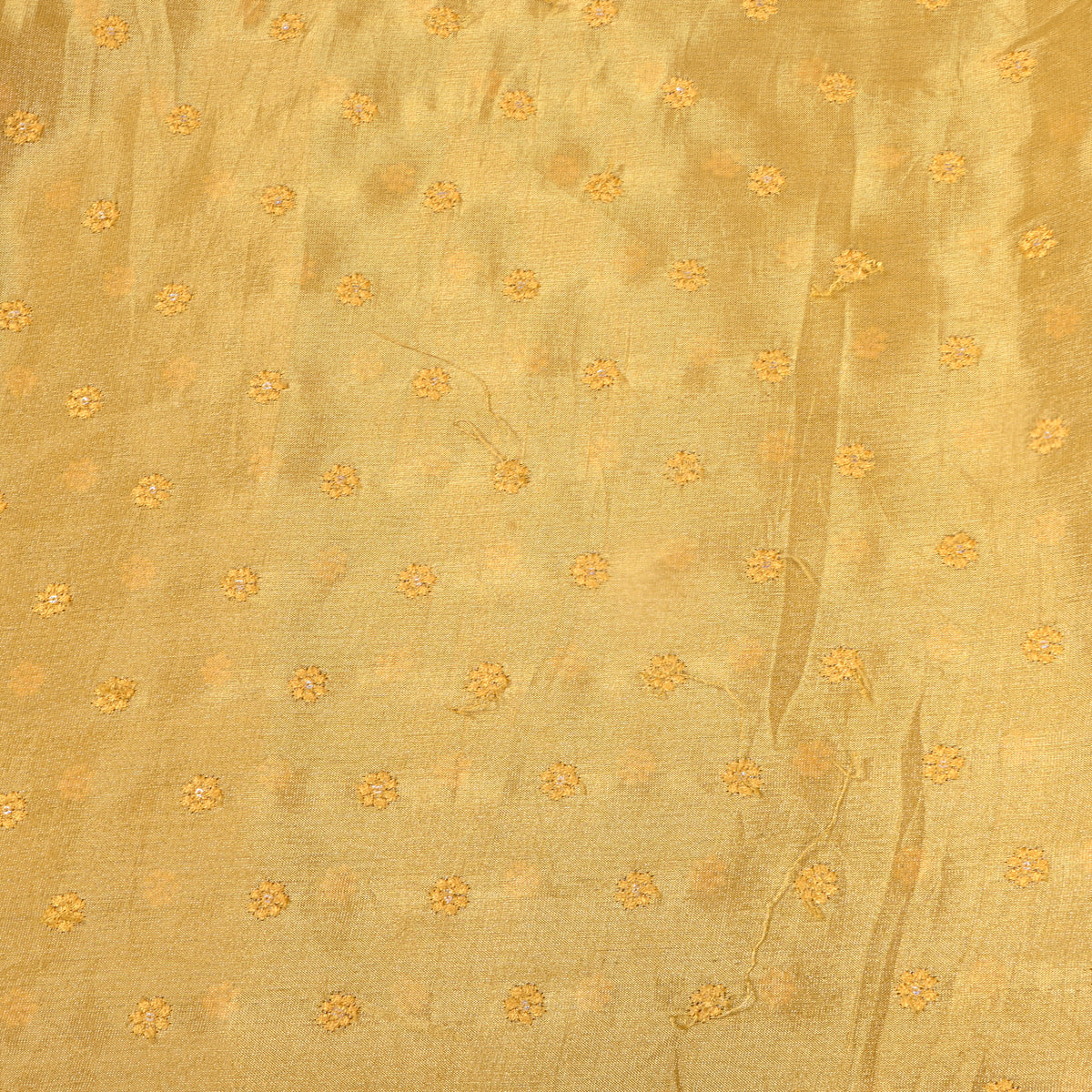 Straw Floral Butti Thread Work Embroidery Tissue Fabric