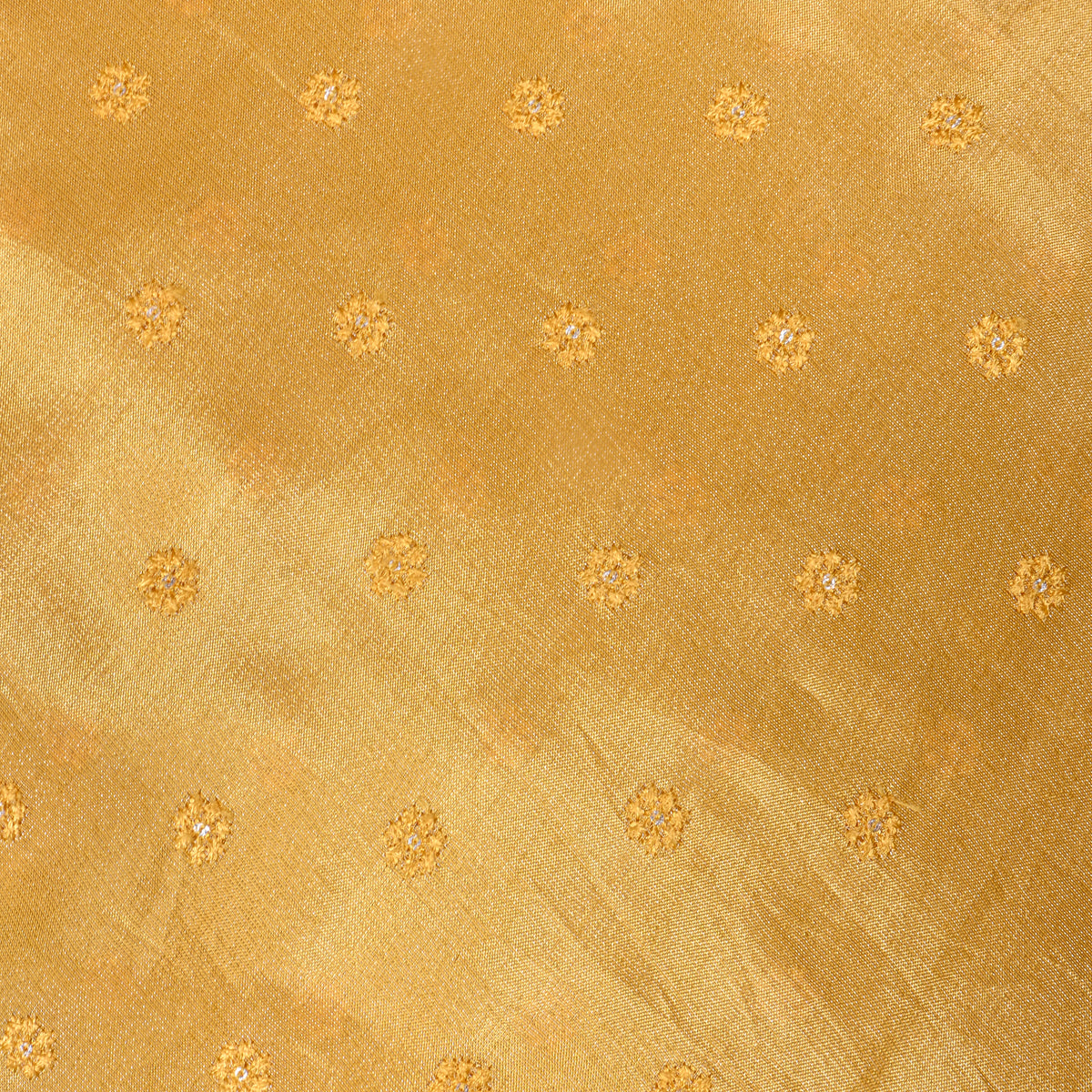Straw Floral Butti Thread Work Embroidery Tissue Fabric
