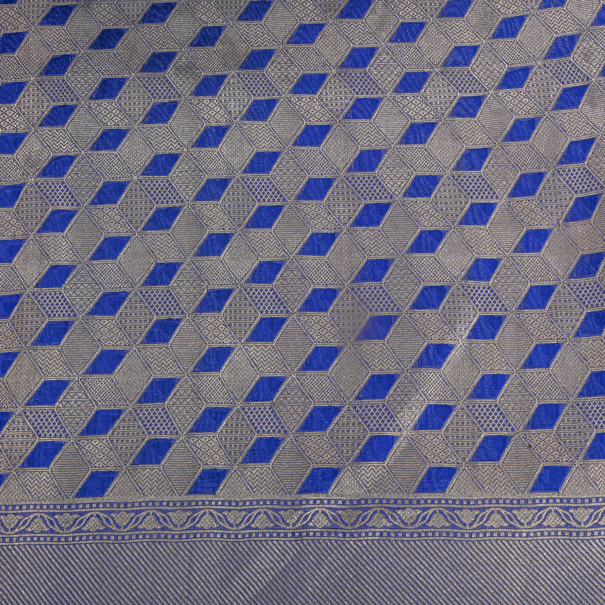 Blue Zari Weave Banarasi Silk