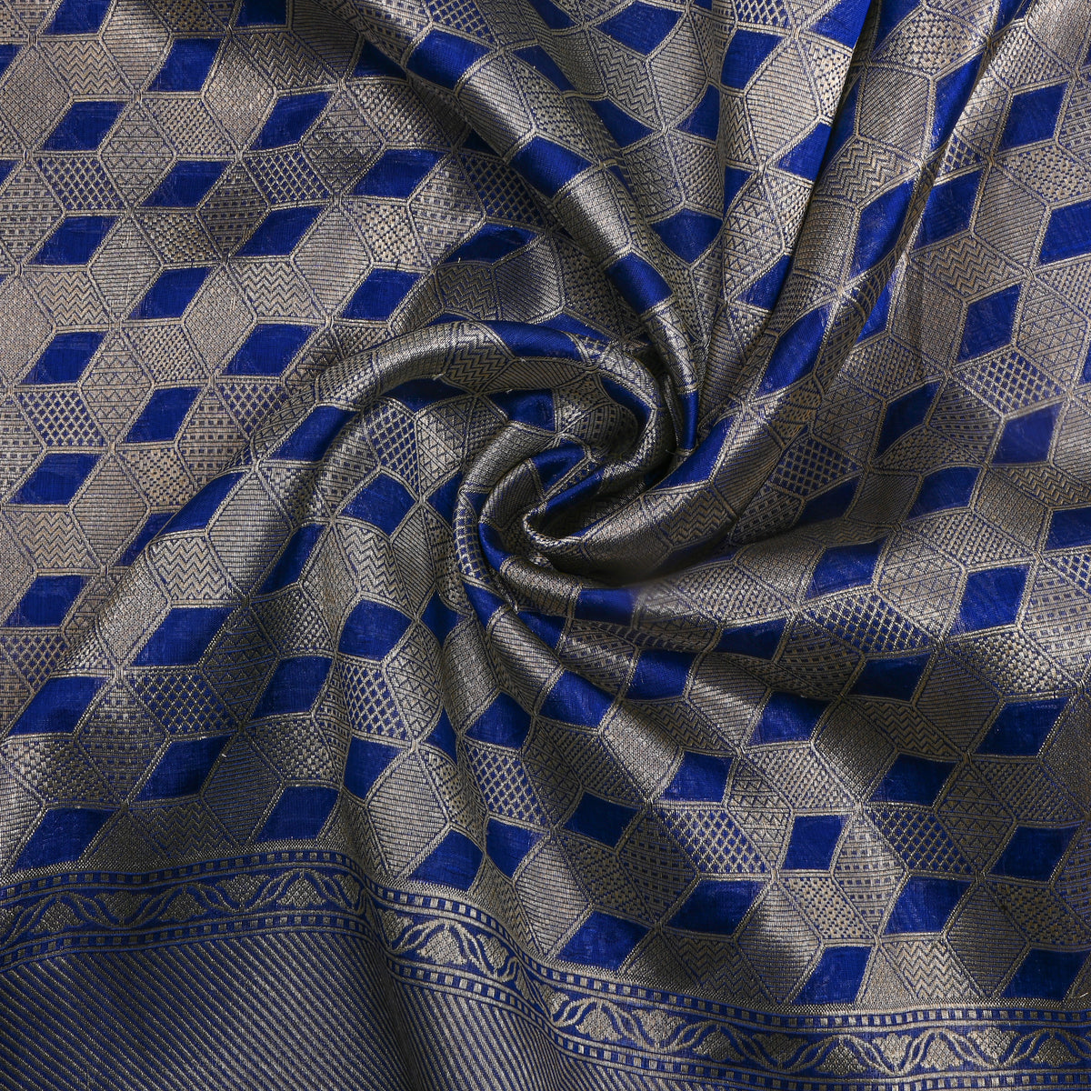 Blue Zari Weave Banarasi Silk