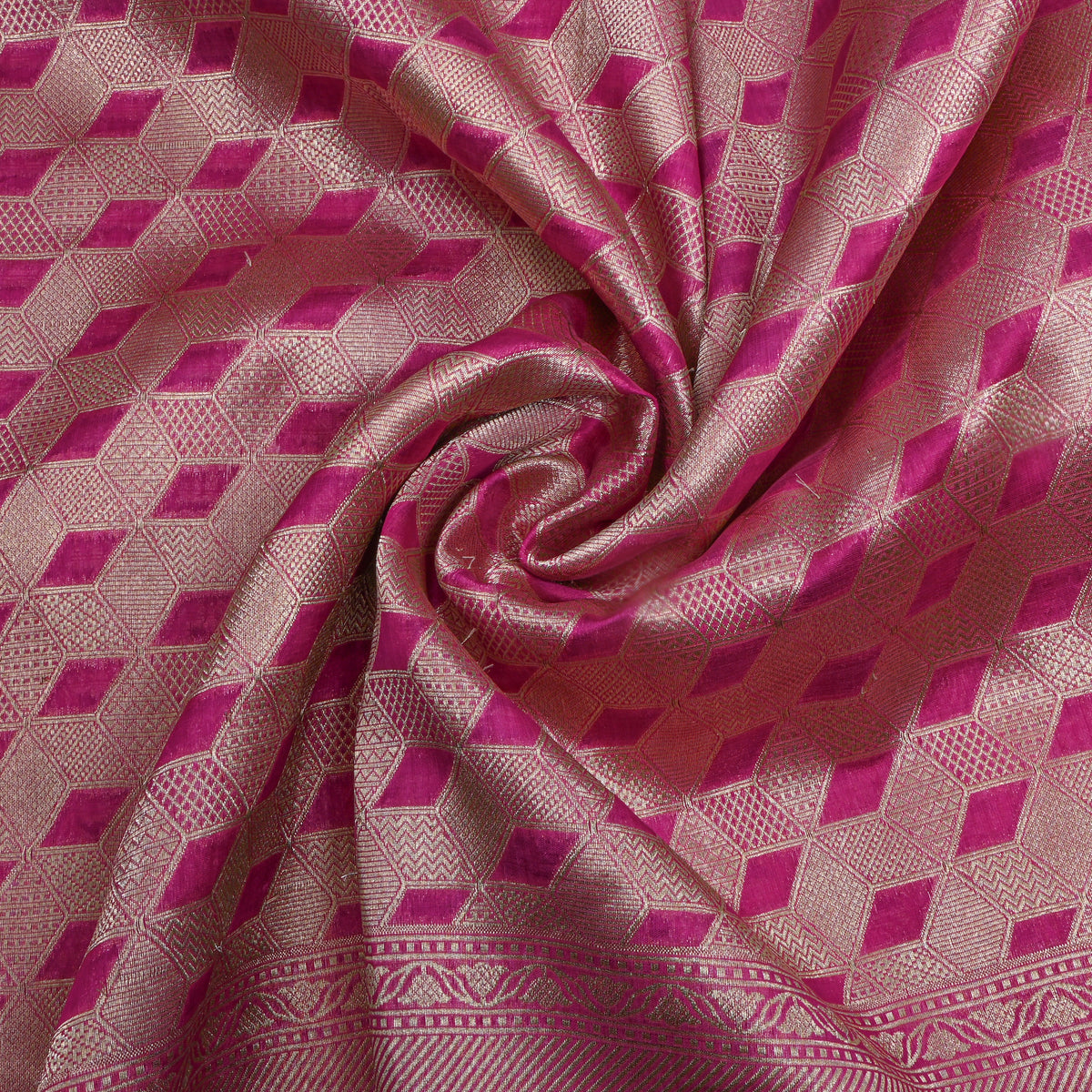 Pink Zari Weave Banarasi Silk