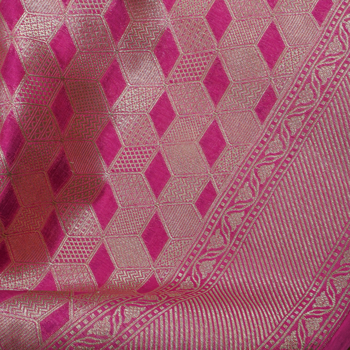 Pink Zari Weave Banarasi Silk