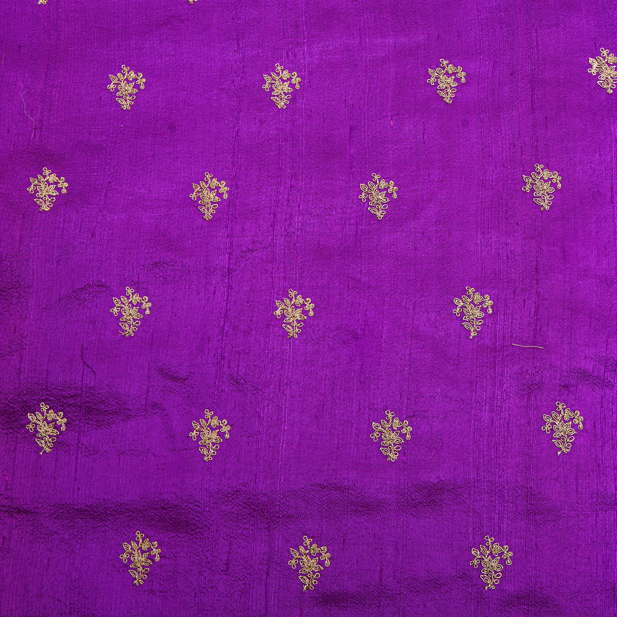Purple Gold Butti Zari Embroidery Raw Silk Fabric