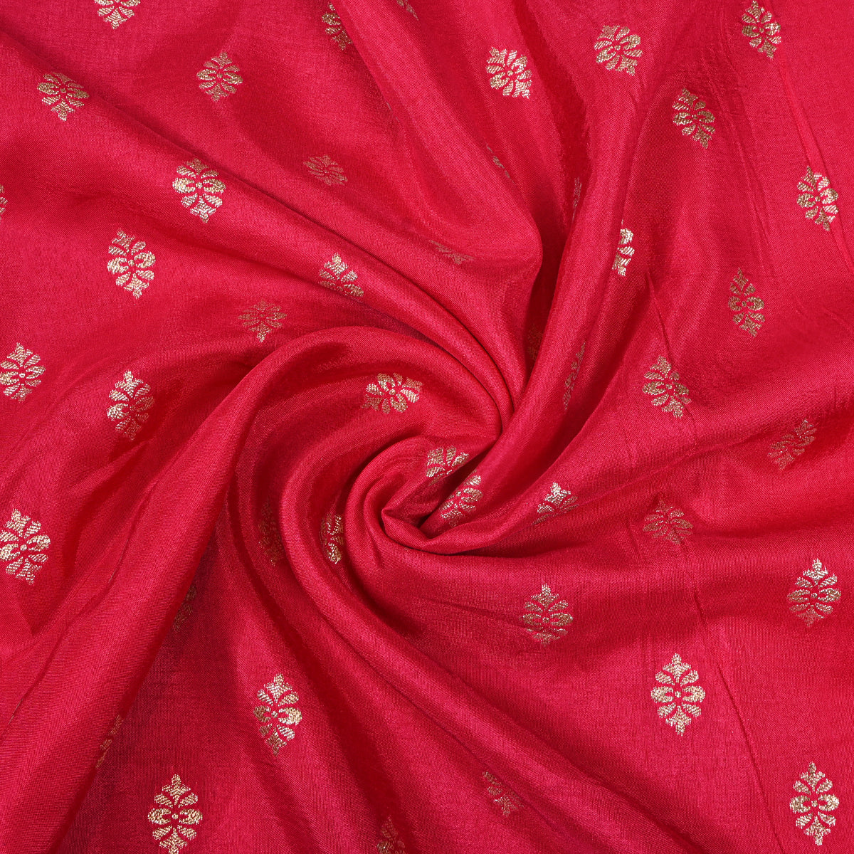Raspberry Pink Silver Zari Butti Self Weave Jamawar Silk Fabric