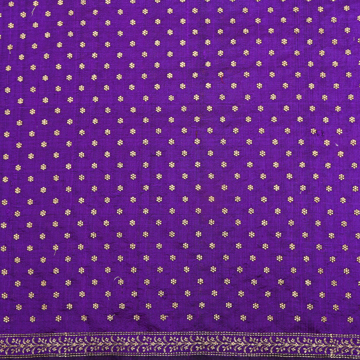 Violet Purple Gold Zari Butti Raw Silk Fabric