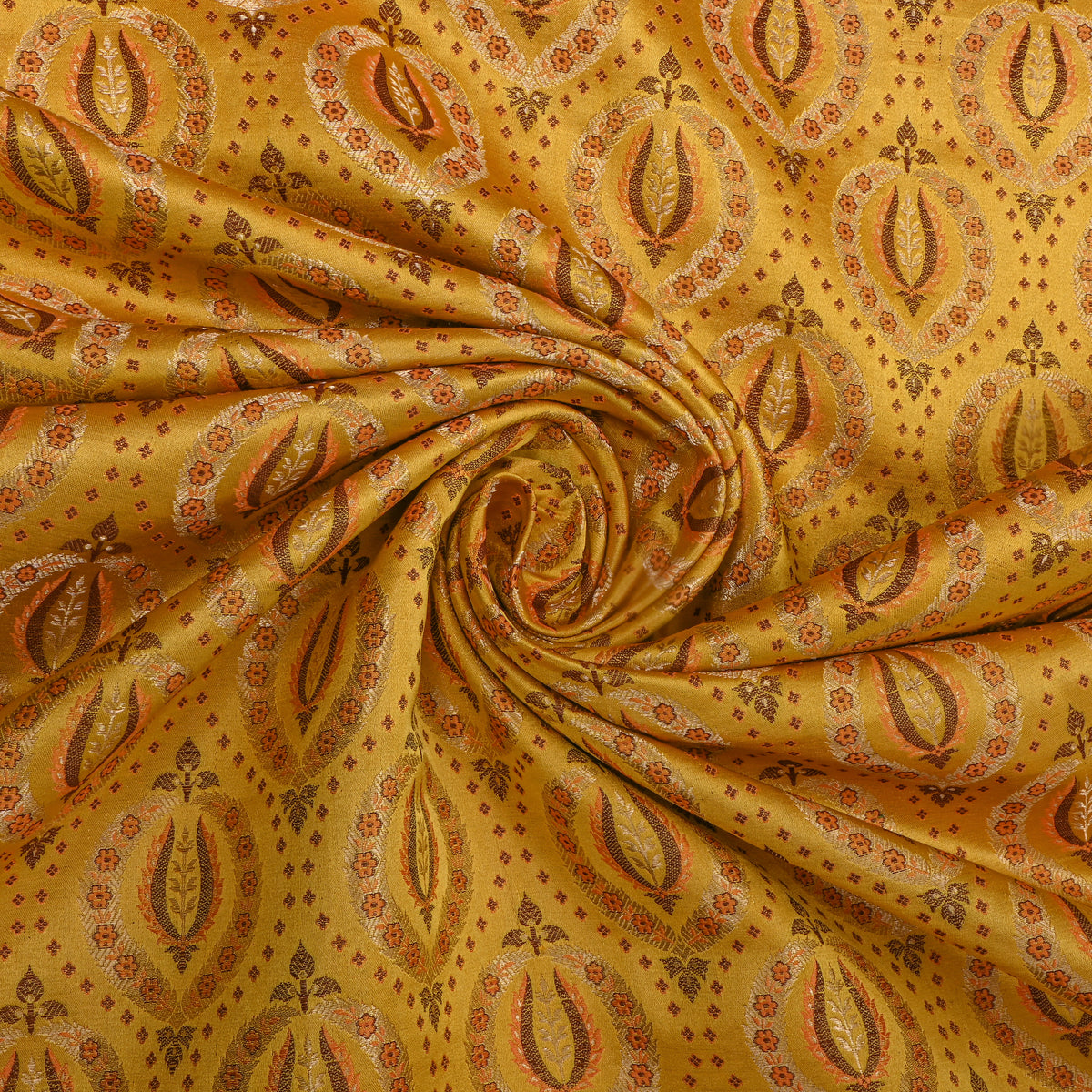 Mauve Purple Kadwa Circle Motif Self Weave Jamawar Silk Fabric