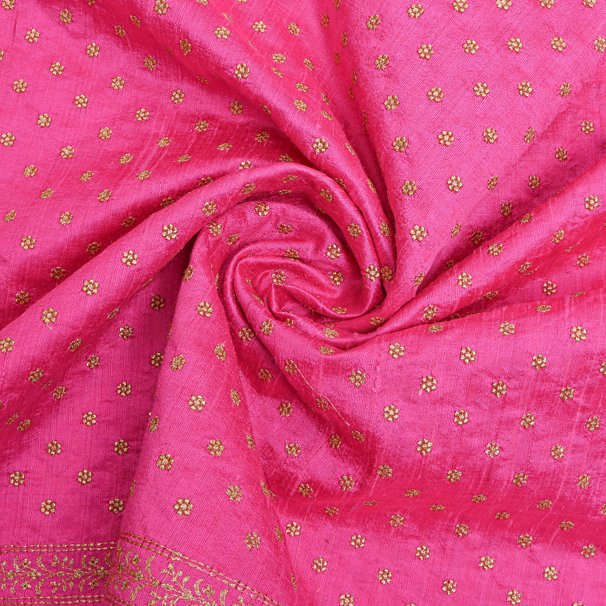 Blush Pink Gold Zari Butti Raw Silk Fabric