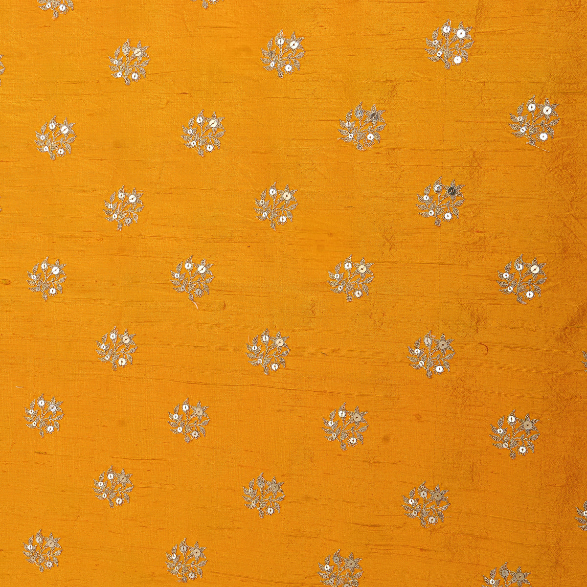 Sunny Yellow Zari Butti Embroidery Raw Silk