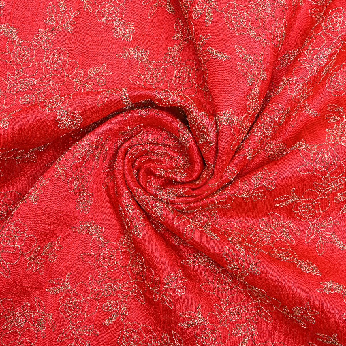 Orange With Zari Floral Embroidery Raw Silk
