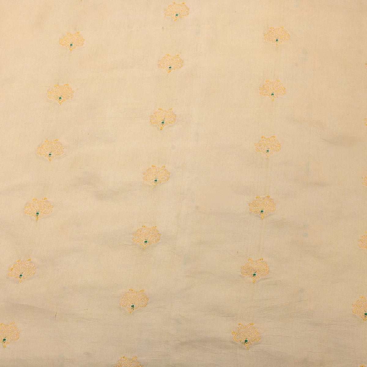 Ivory Gold Butti Banarasi Silk Fabric