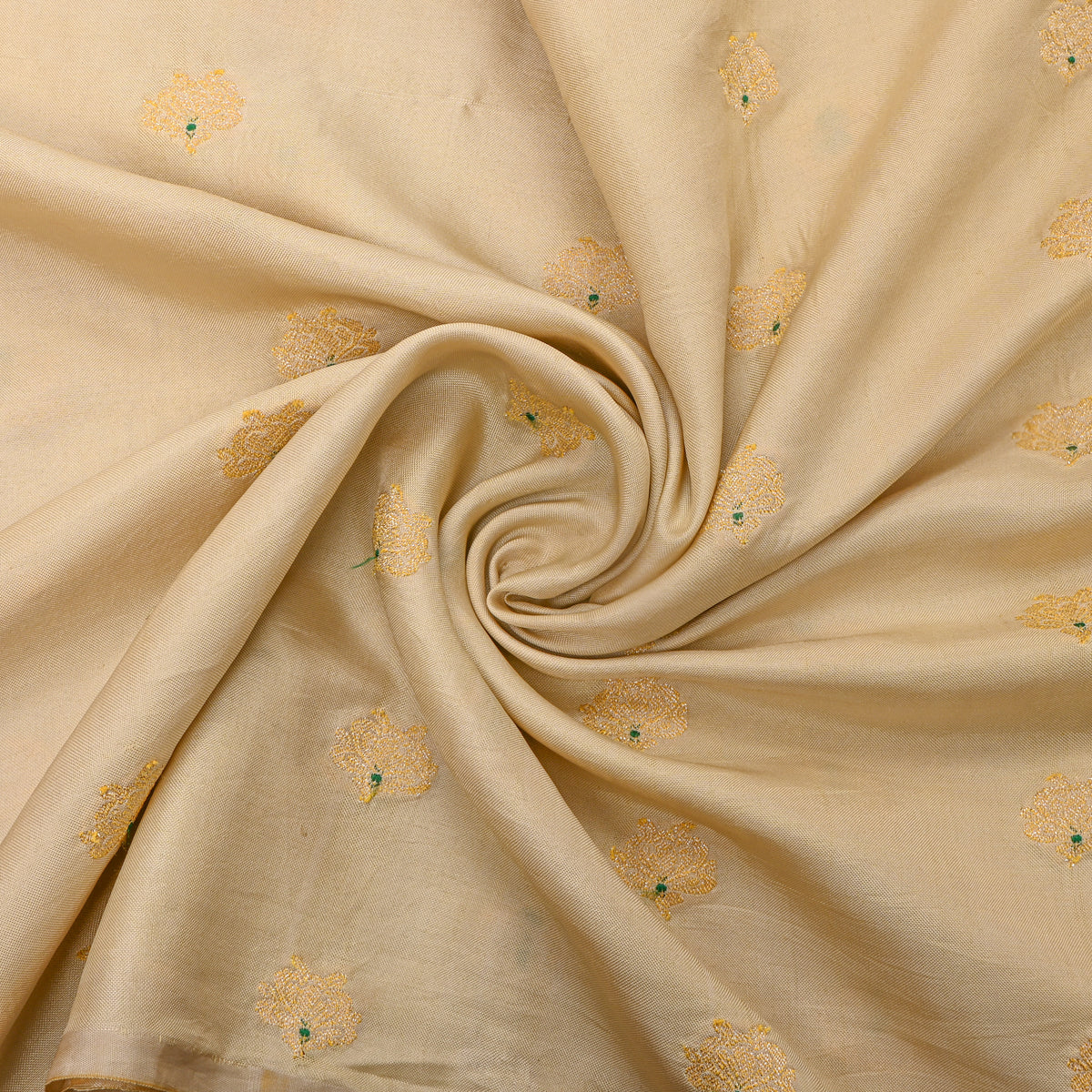 Ivory Gold Butti Banarasi Silk Fabric