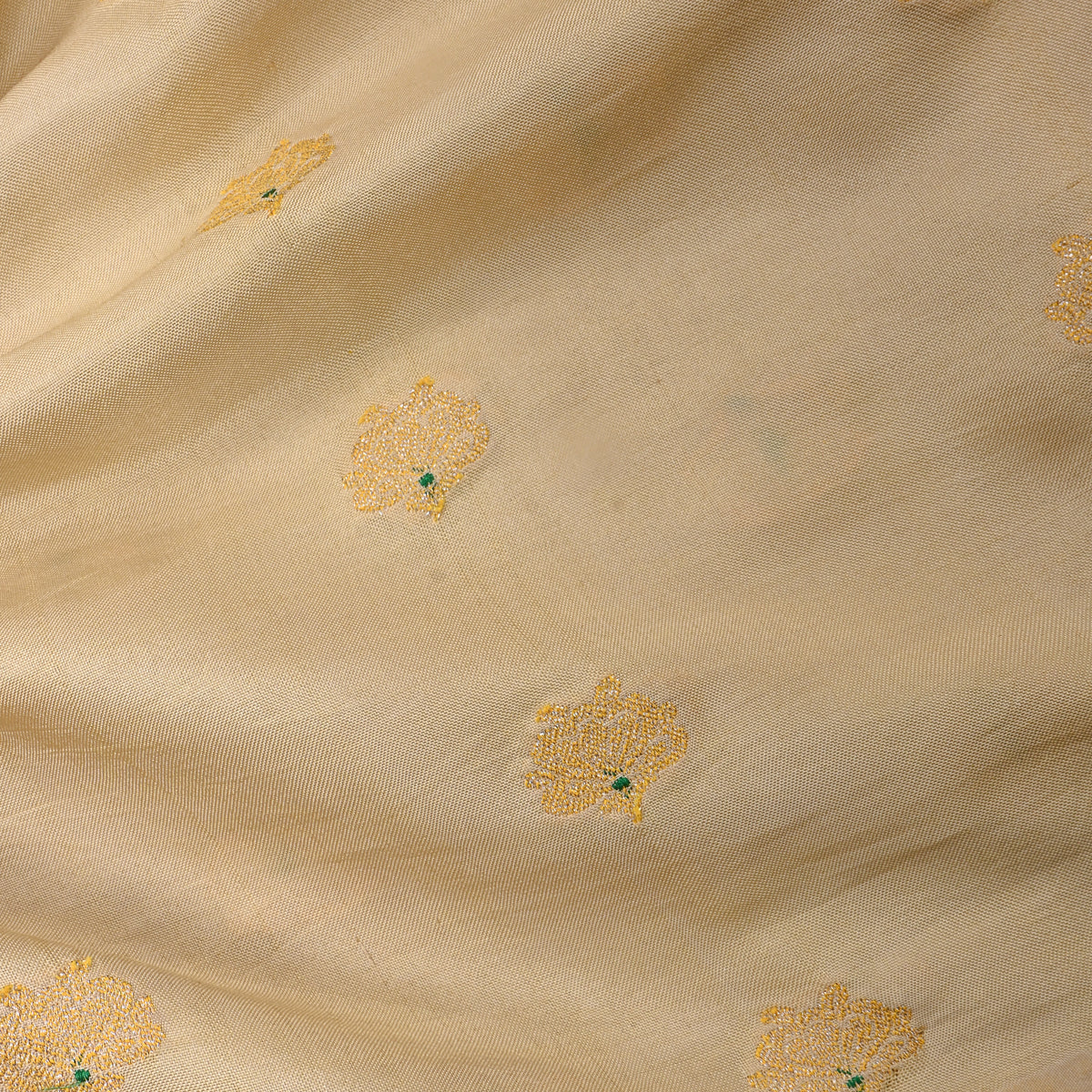 Ivory Gold Butti Banarasi Silk Fabric