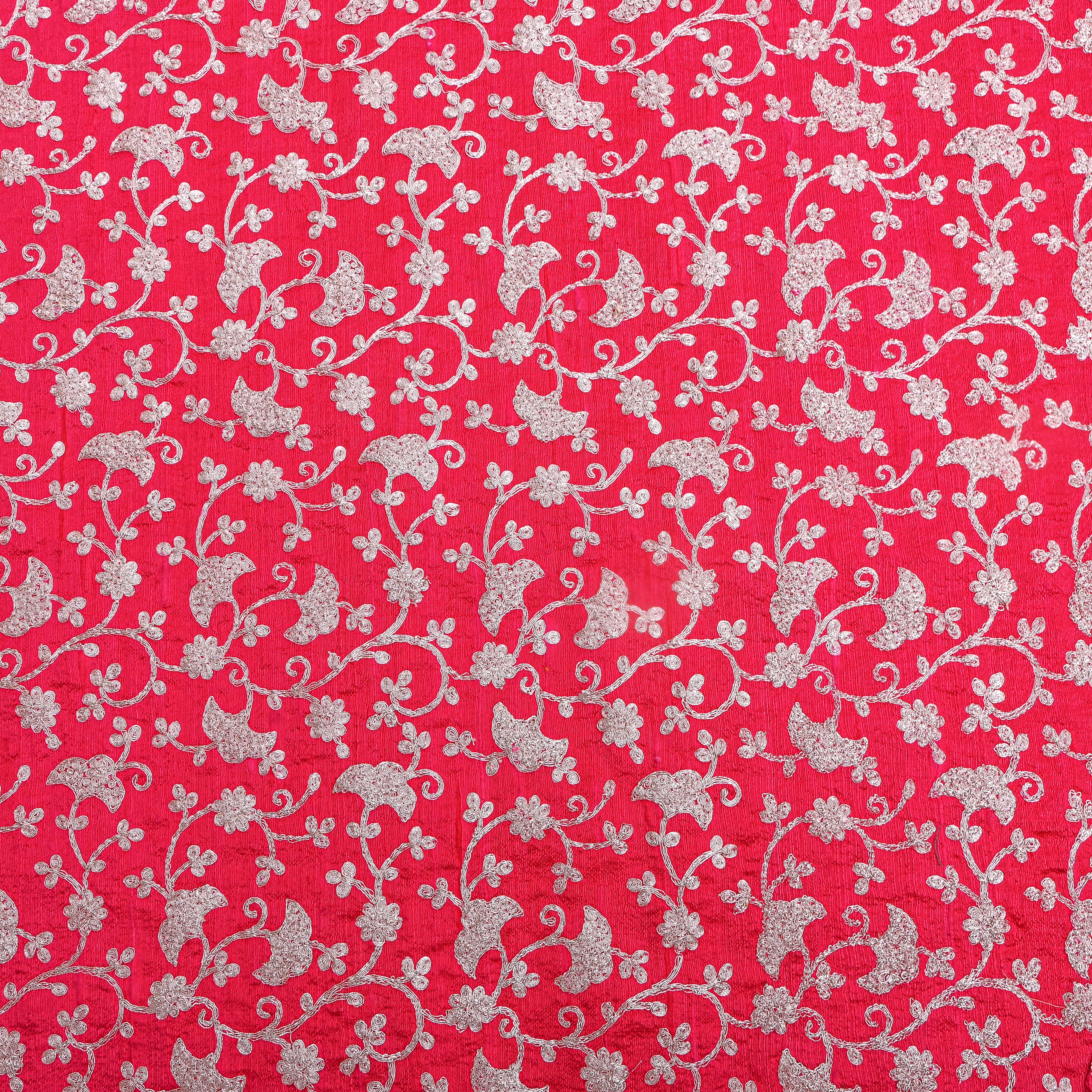 Pink Silver Zari Jaal Embroidered Raw Silk