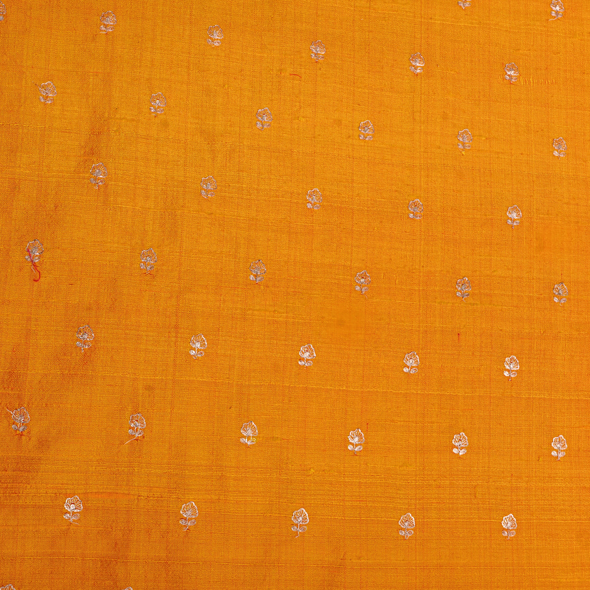 Mustard Yellow Gold Zari Butti Raw Silk Fabric