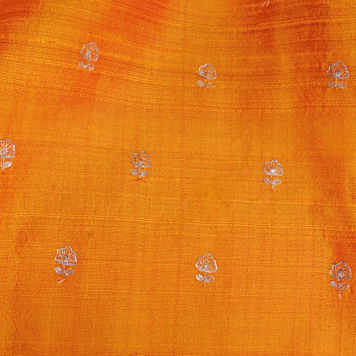 Mustard Yellow Gold Zari Butti Raw Silk Fabric