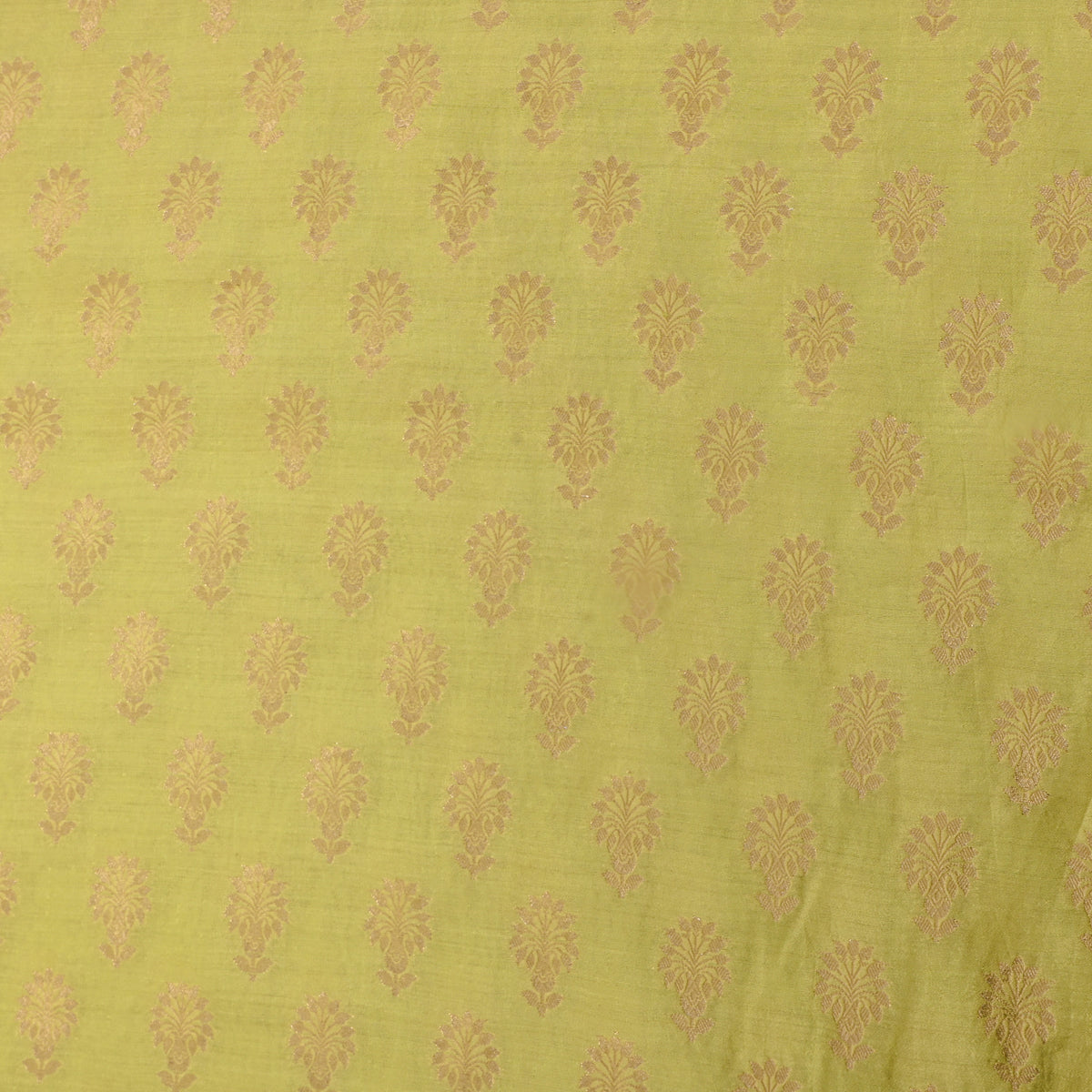 Mustard Yellow Gold Zari Butti Motif  Banarasi Silk Fabric