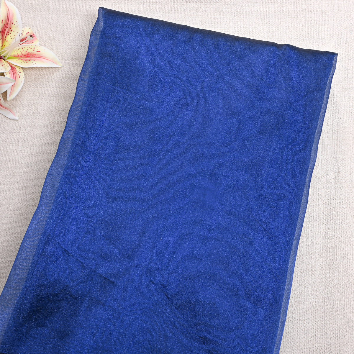 Dark Shimmery Blue Plain Organza Fabric
