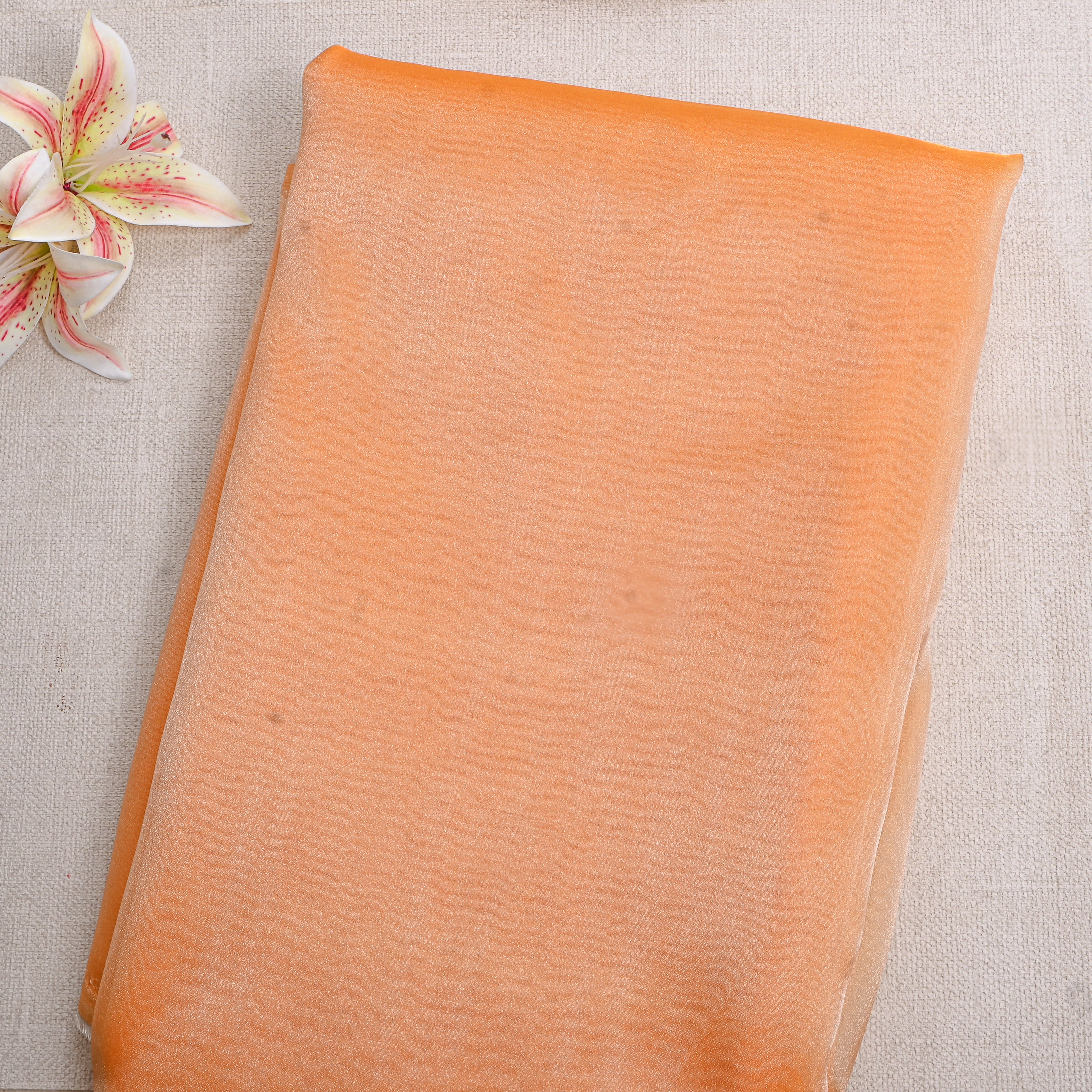 Orange Plain Organza Fabric