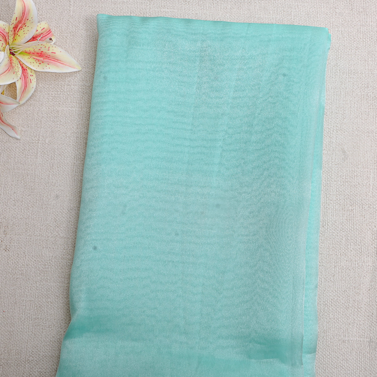 Light Shimmery Turquoise Plain Organza Fabric