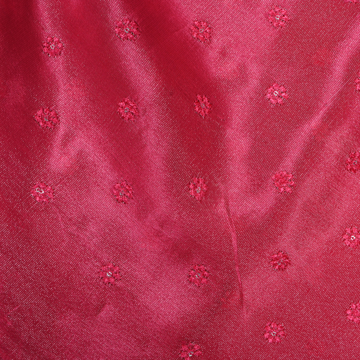 Fuchsia Floral Butti Thread Work Embroidery Tissue Fabric