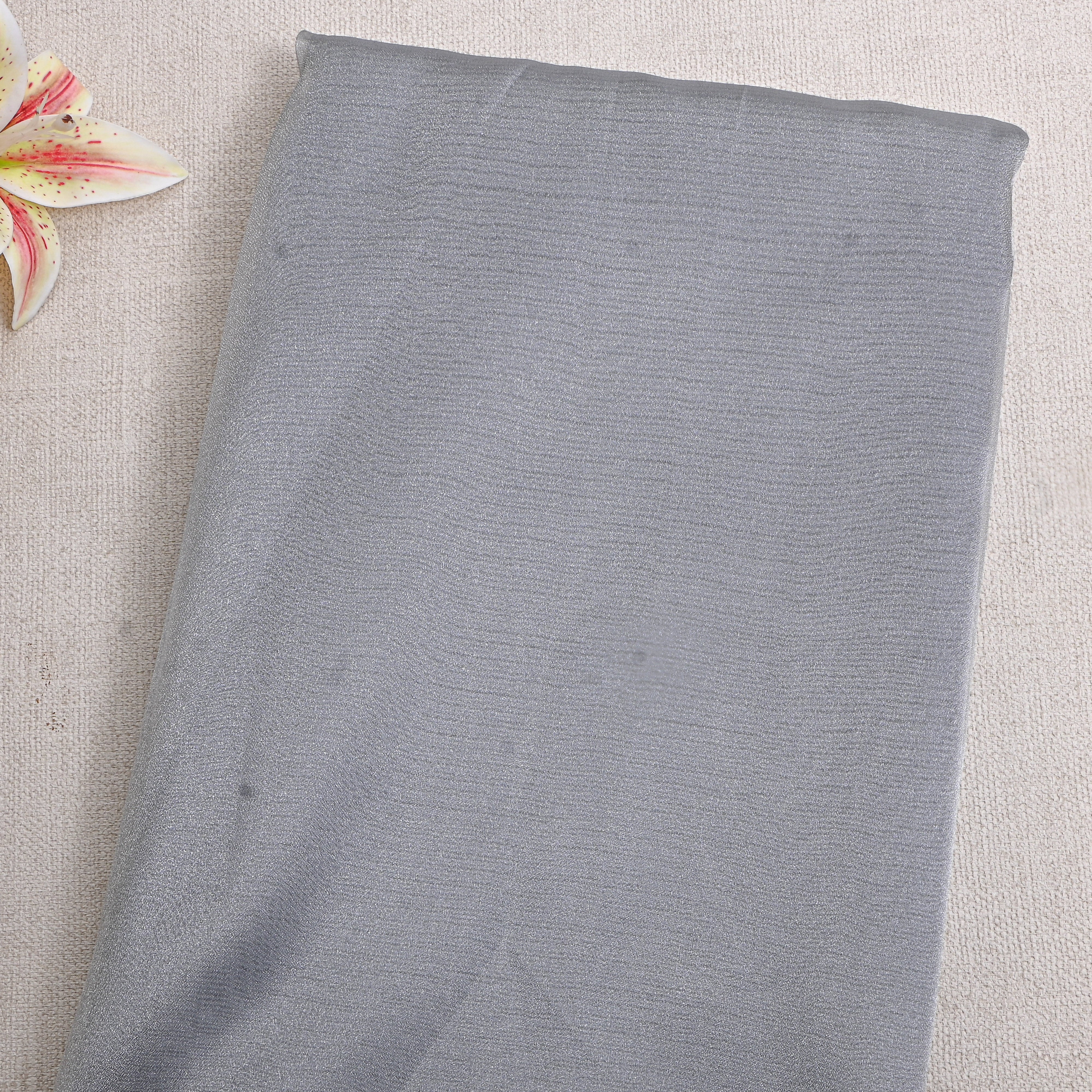 Dark Shimmery Gray Plain Organza Fabric