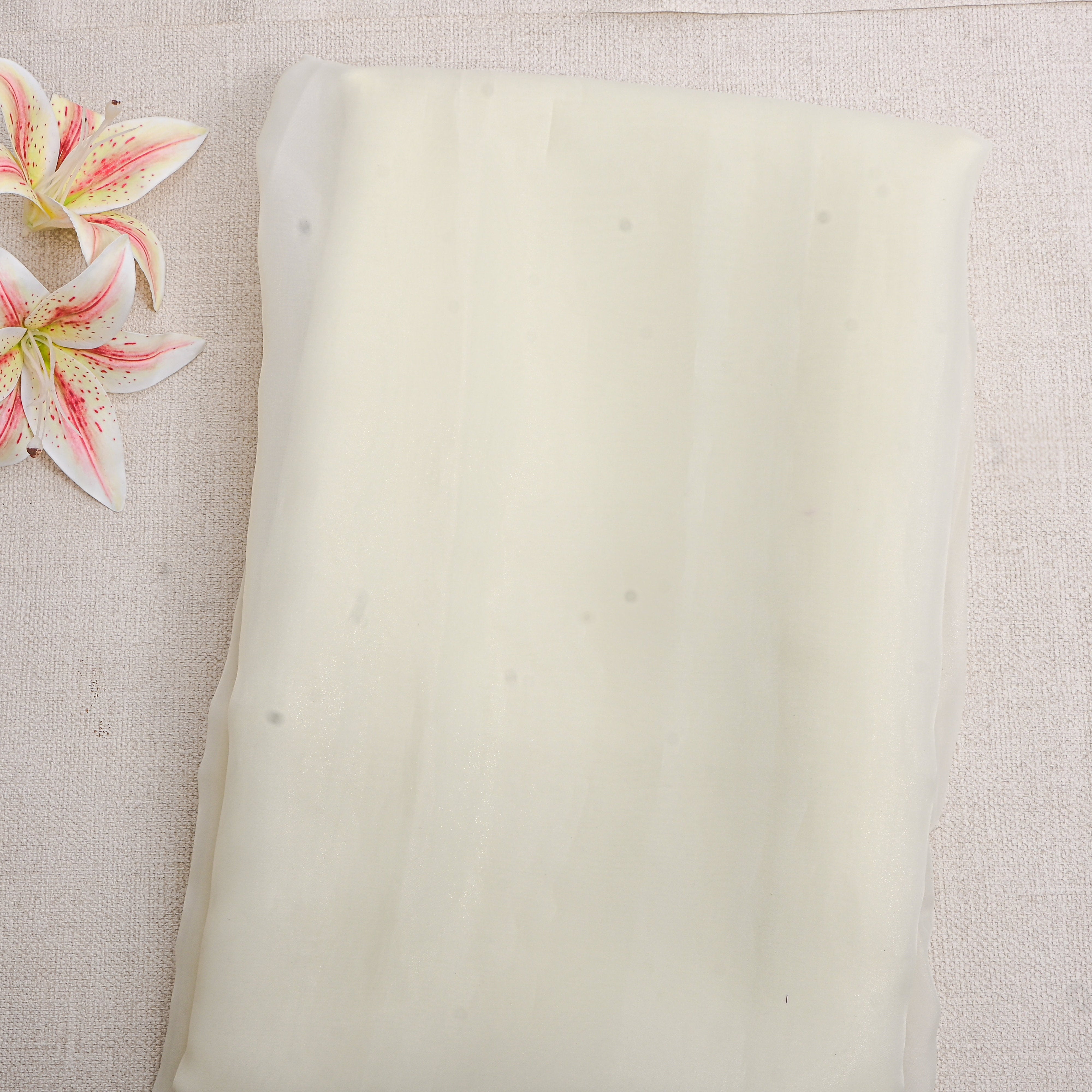 Pearl White Shimmer Plain Organza Fabric