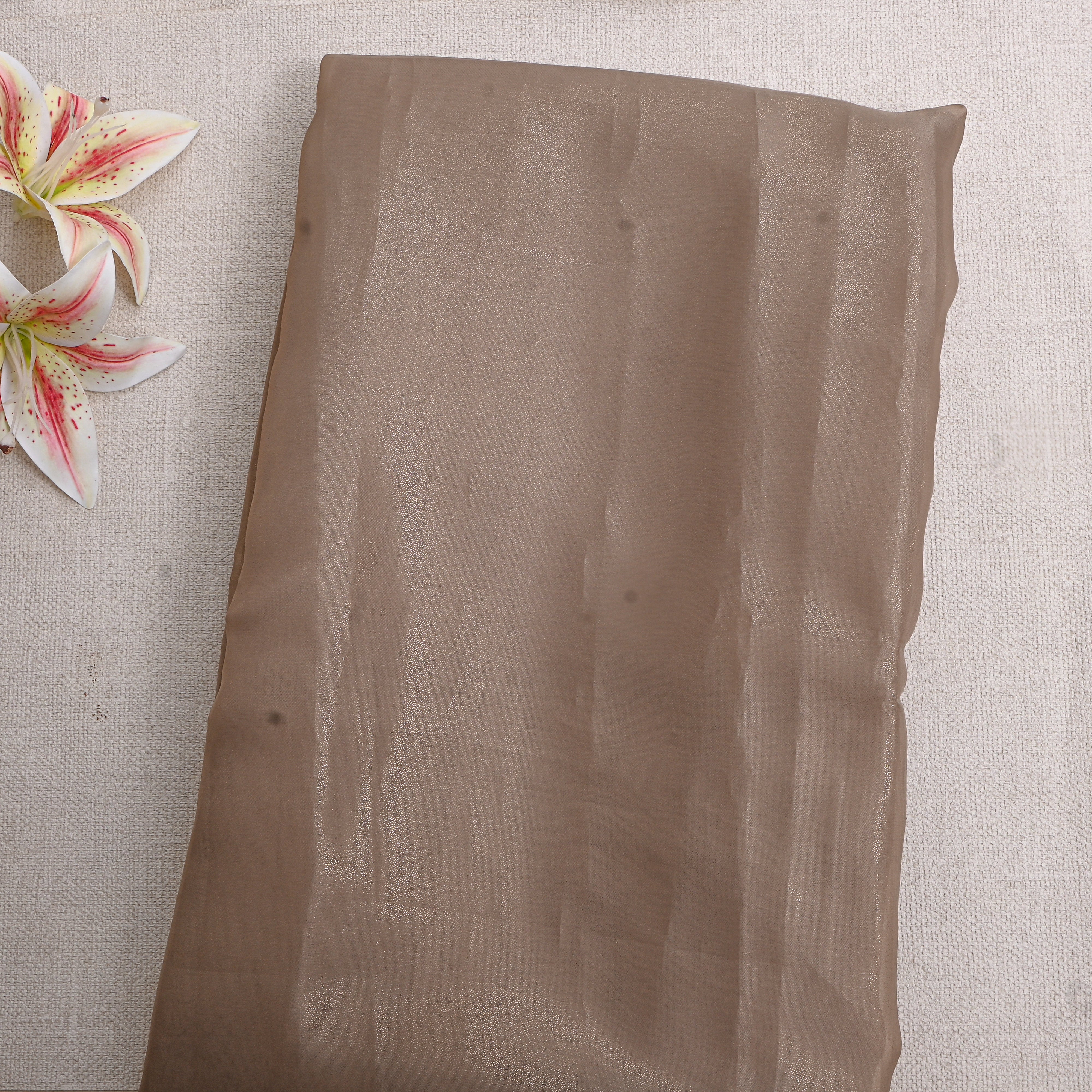 Light Brown Shimmer Plain Organza Fabric