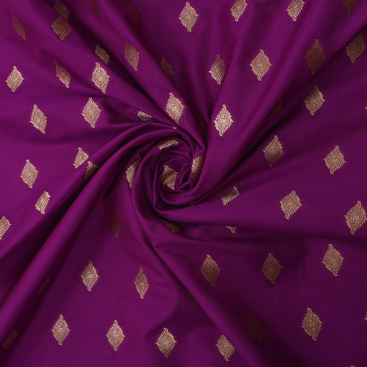 Violet Gold Butti Self Weave Banarasi Silk Fabric
