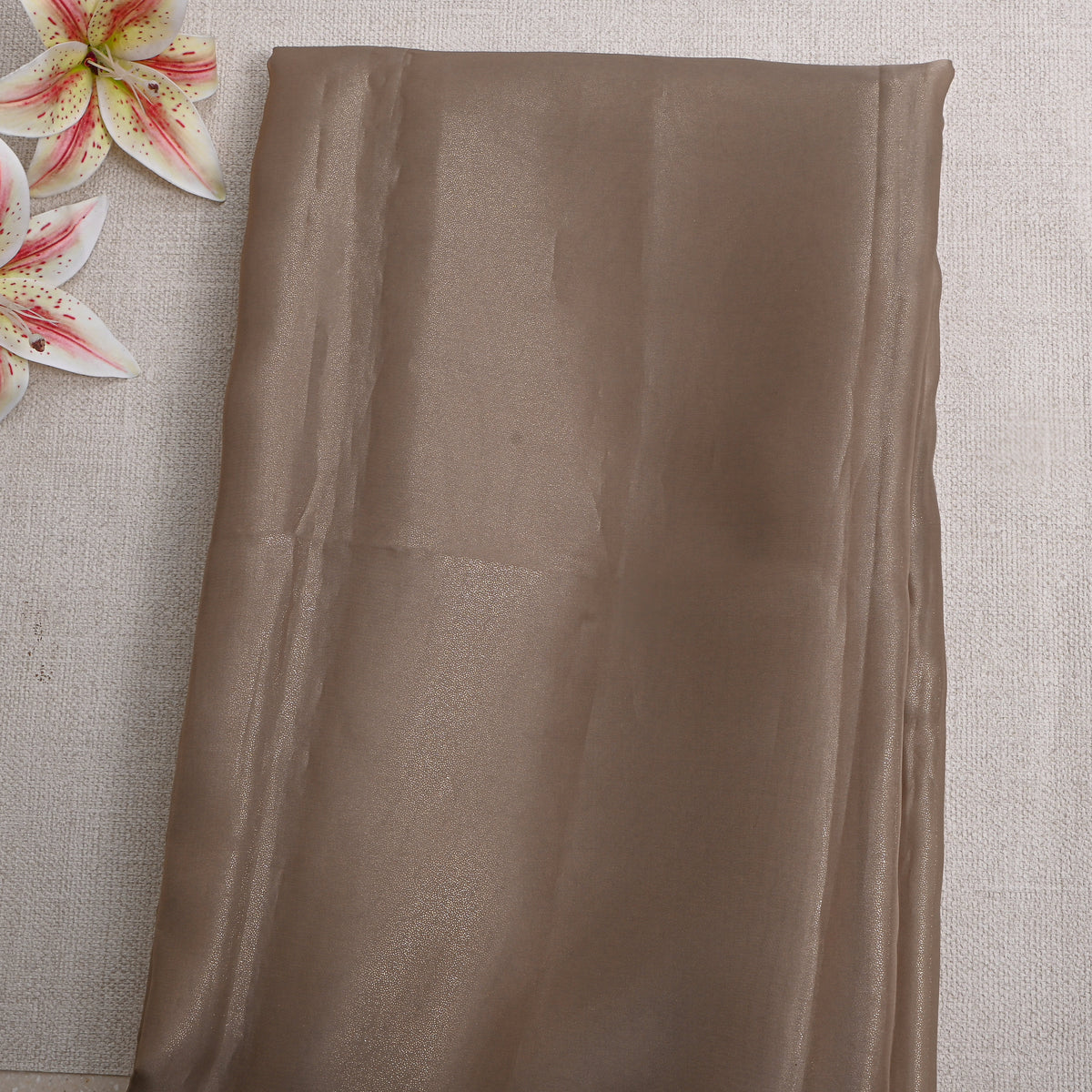 Brown Shimmer Plain Organza Fabric