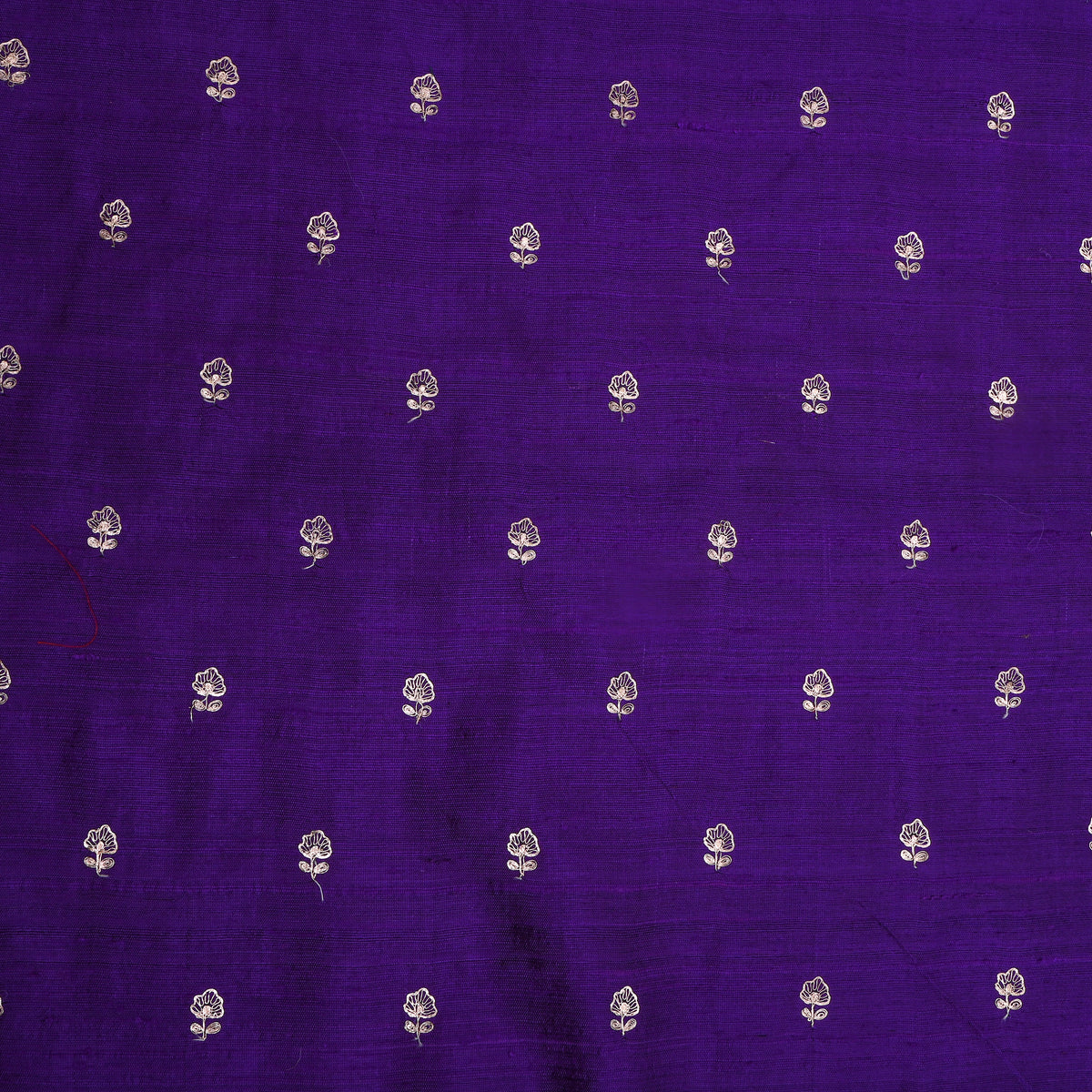 Royal Purple Silver Zari Butti Raw Silk Fabric