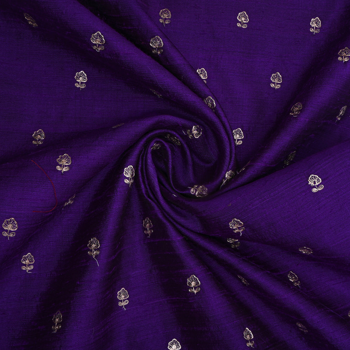 Royal Purple Silver Zari Butti Raw Silk Fabric