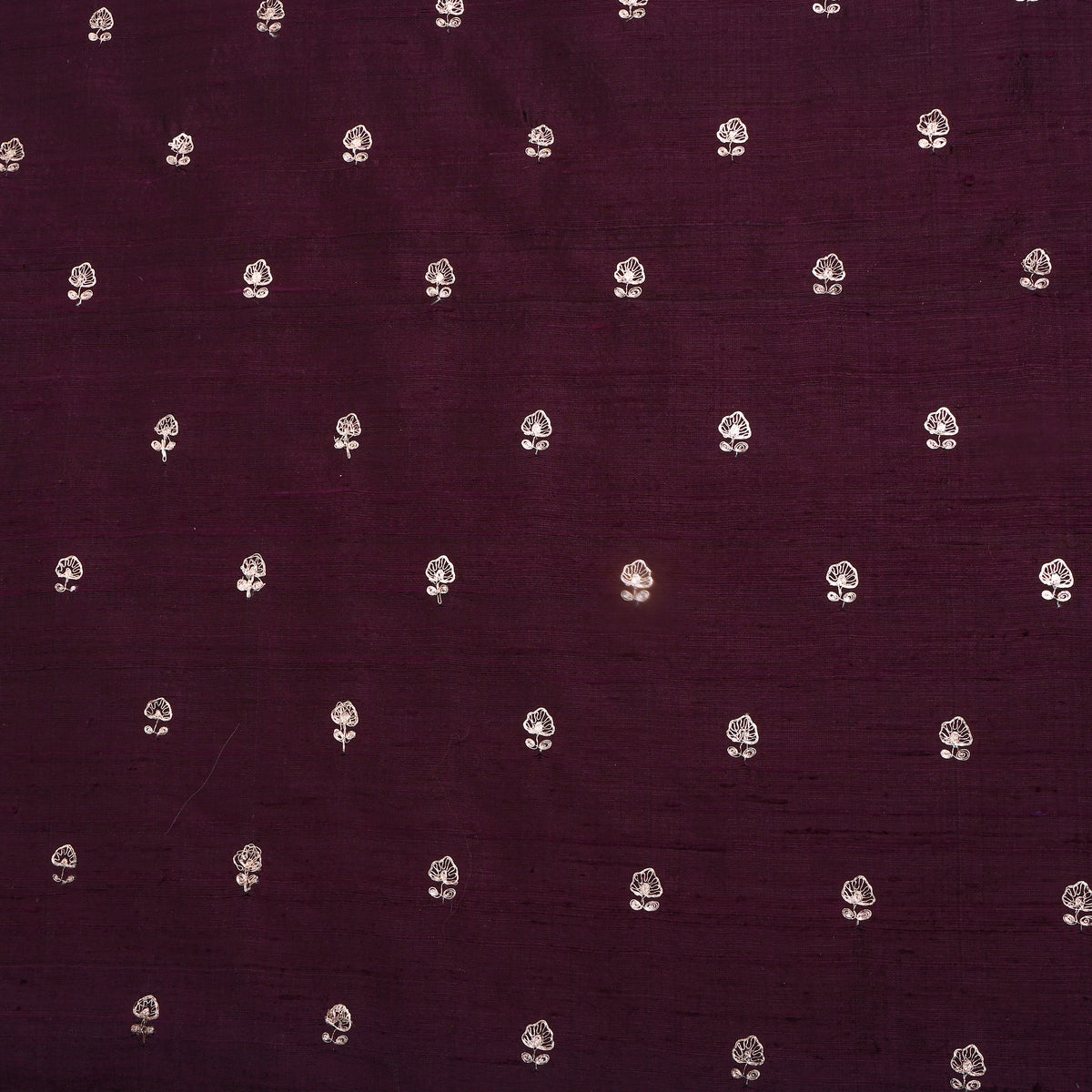 Wine Purple Gold Zari Butti Raw Silk Fabric