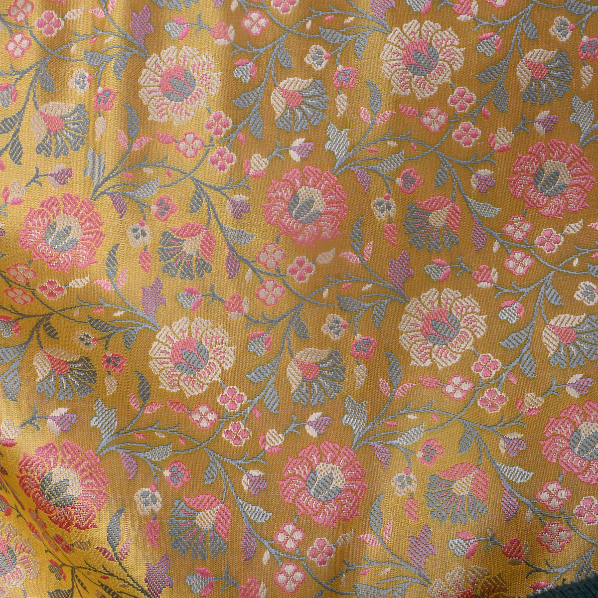 Yellow Floral Jaal Weave Banarasi Silk