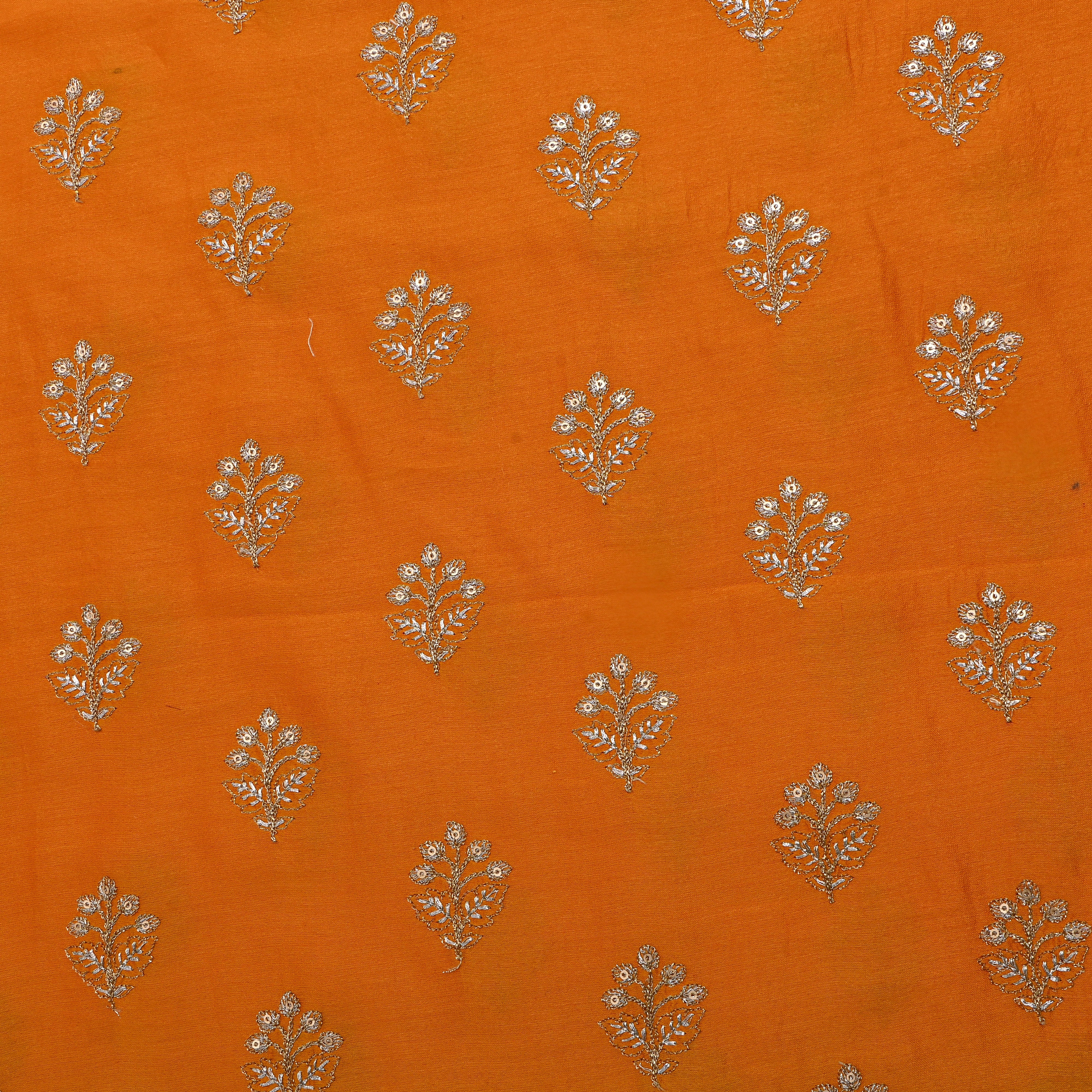 Orange Zari Butti Embroidered Chanderi