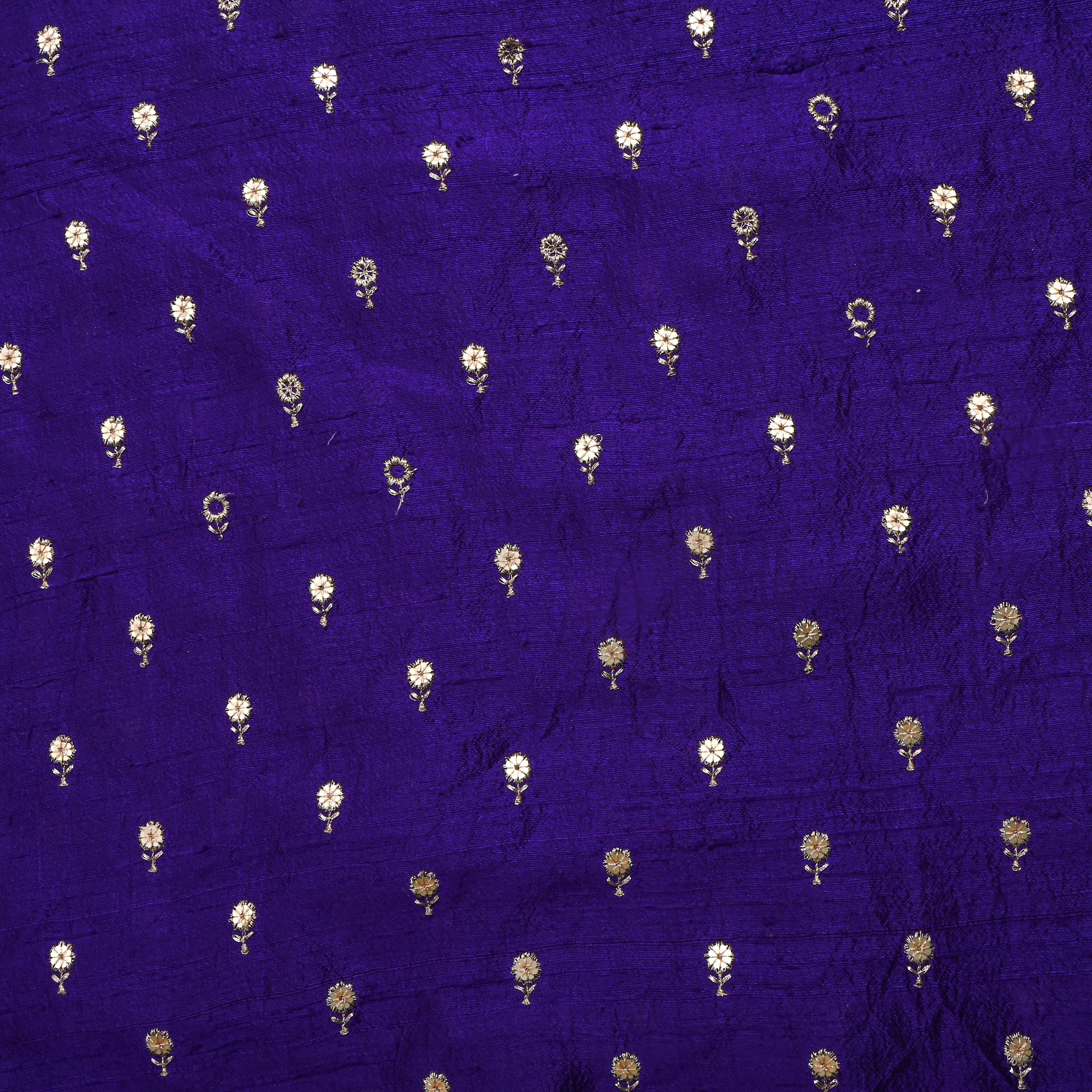 Royal Blue Zari Butti Embroidered Raw Silk