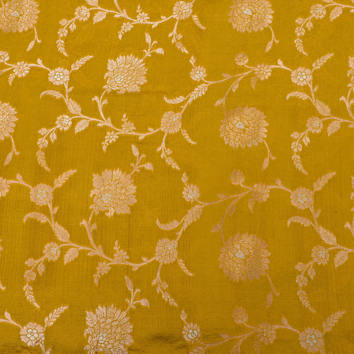 Moss Green Dual Tone Floral Jaal Banarasi Silk Fabric