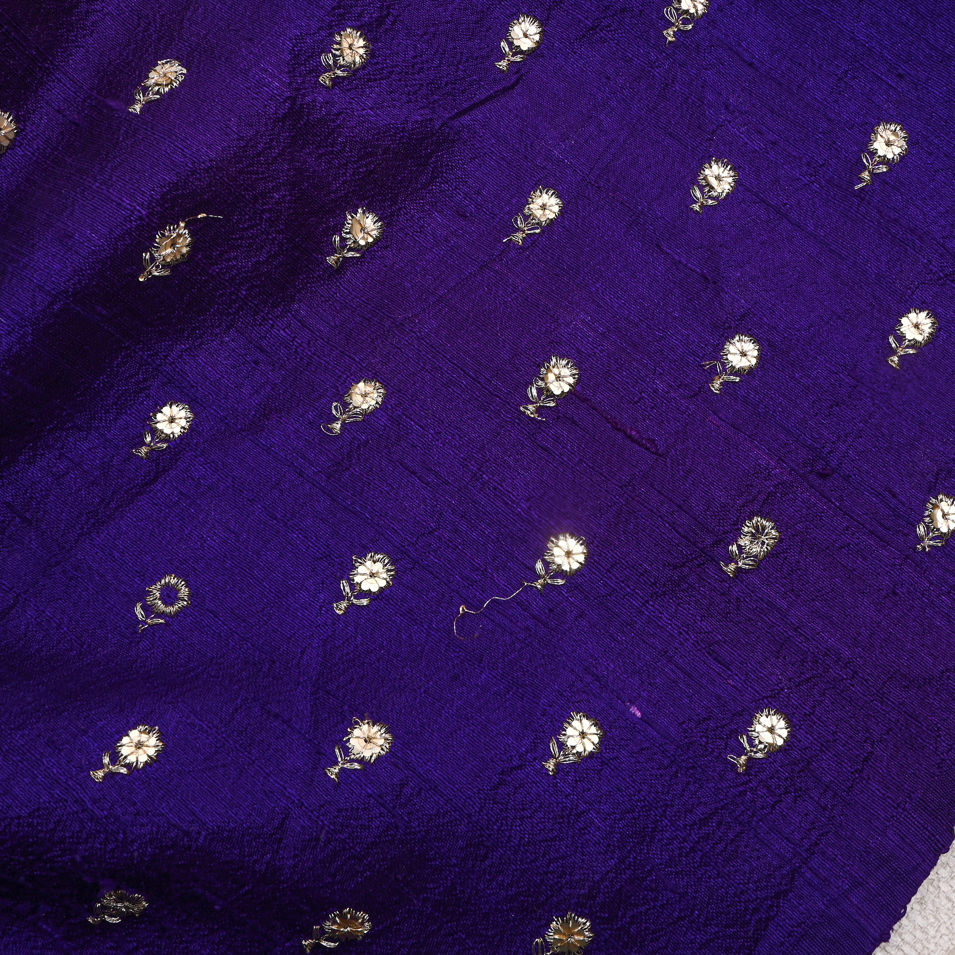 Royal Blue Zari Butti Embroidered Raw Silk