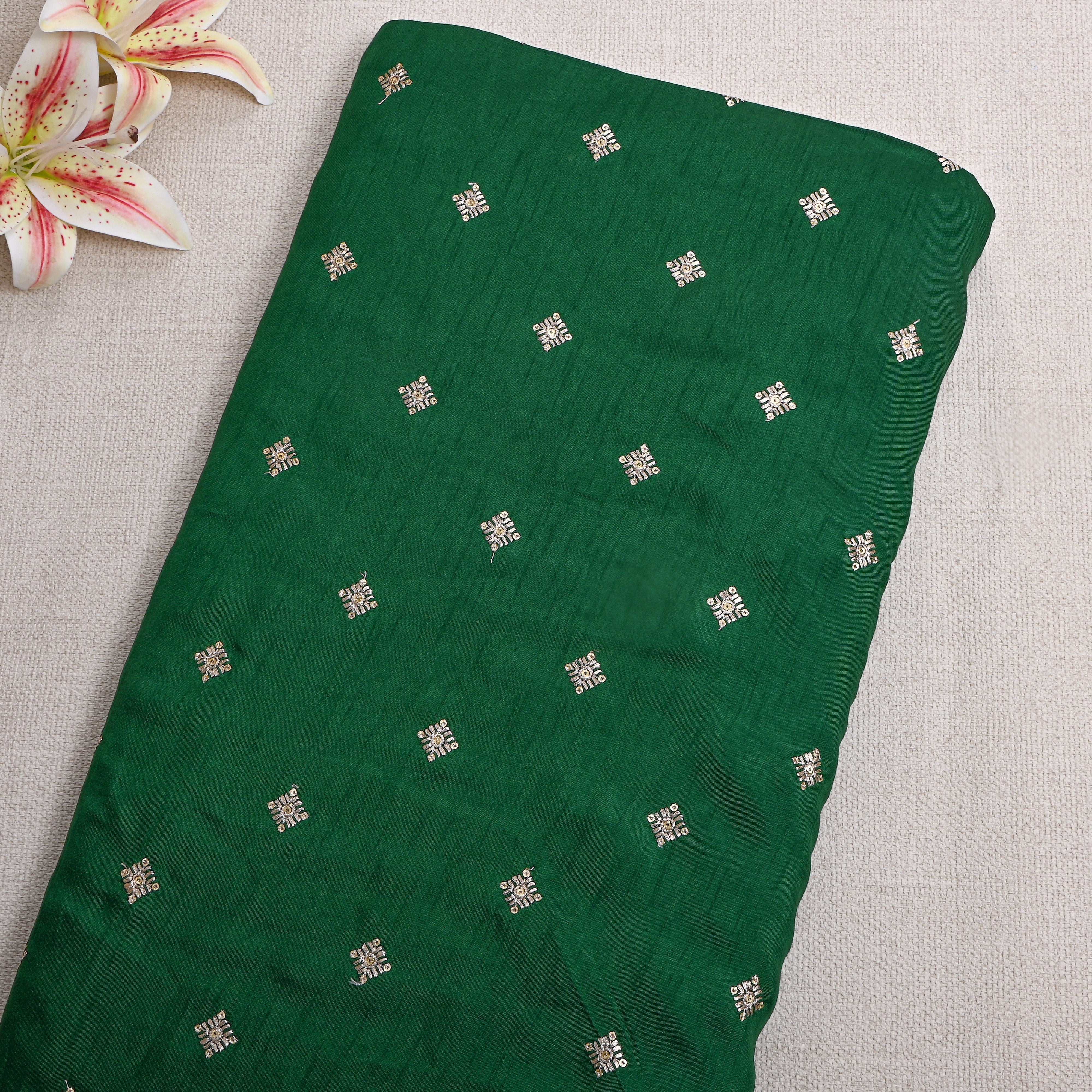 Green Silver Butti Embroidered Silk